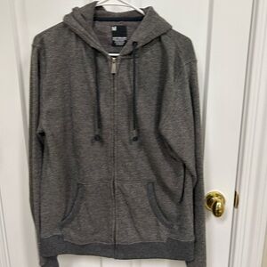 Men's Cotton On Dark Gray / Black Heathered Full Zip Up Hoodie Sweater Medium M